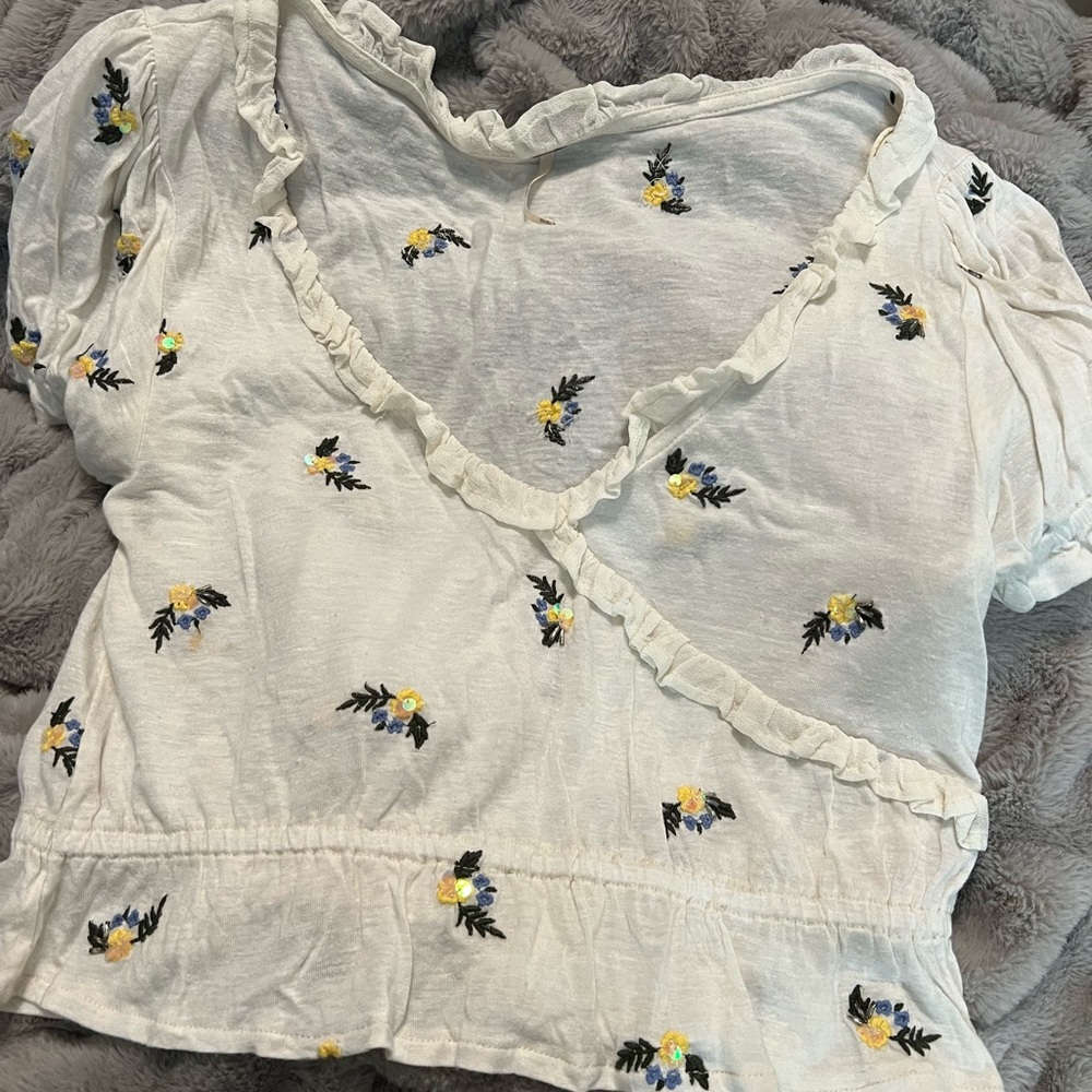 Free People Embellished Crossover Top | XS